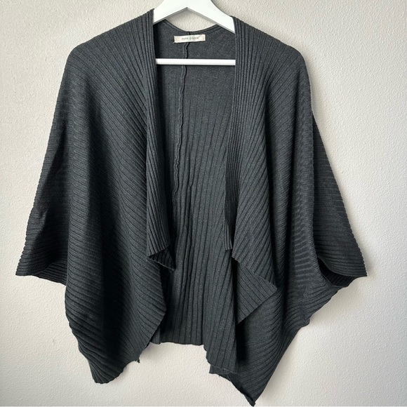 Anthropologie Ribbed Cocoon Kimono Cardigan in Black - Picture 3 of 7